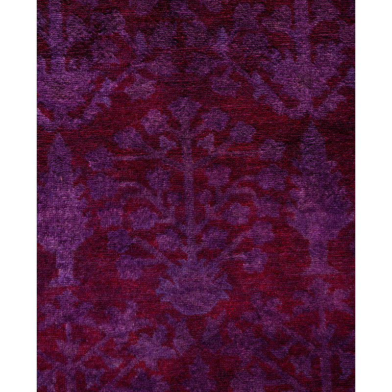 Overdyed Hand-Knotted Wool Modern-Contemporary Purple Area Rug 7' 10" x 10' 7"