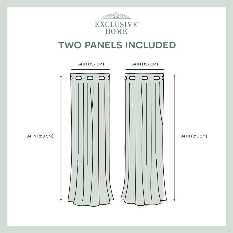 Ghevont Striped Semi-Sheer Grommet Curtain Panels, Dove Gray, 54" W x 84" L