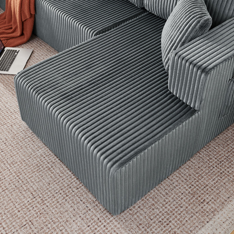 Canapé modulaire en U de 132 po, Gris foncé