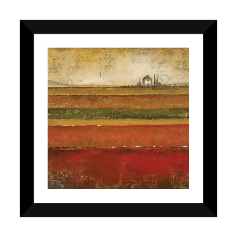 "Tuscany I" par Patricia Pinto, impression d’art graphique, H 24 po x l 24 po x p 1 po, Papier encadré noir, Blanc