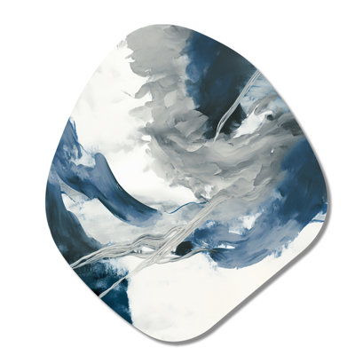 «Feeling Honolulu Blue X» - art mural asymétrique en forme de nébuleuse à encre liquide abstraite