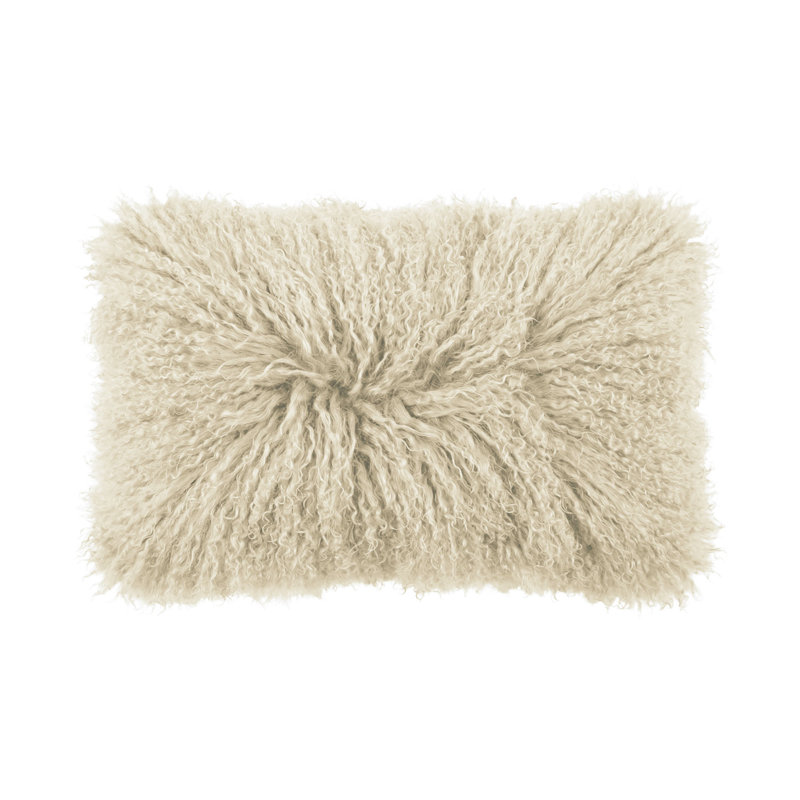 Tibetan Lamb Sheepskin Pillow by Outpost Original, Sand, 18" x 10"