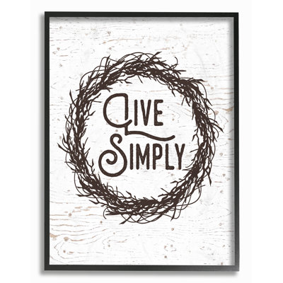 «Live Simply Twig Wreath», reproduction d'art textuel sur toile