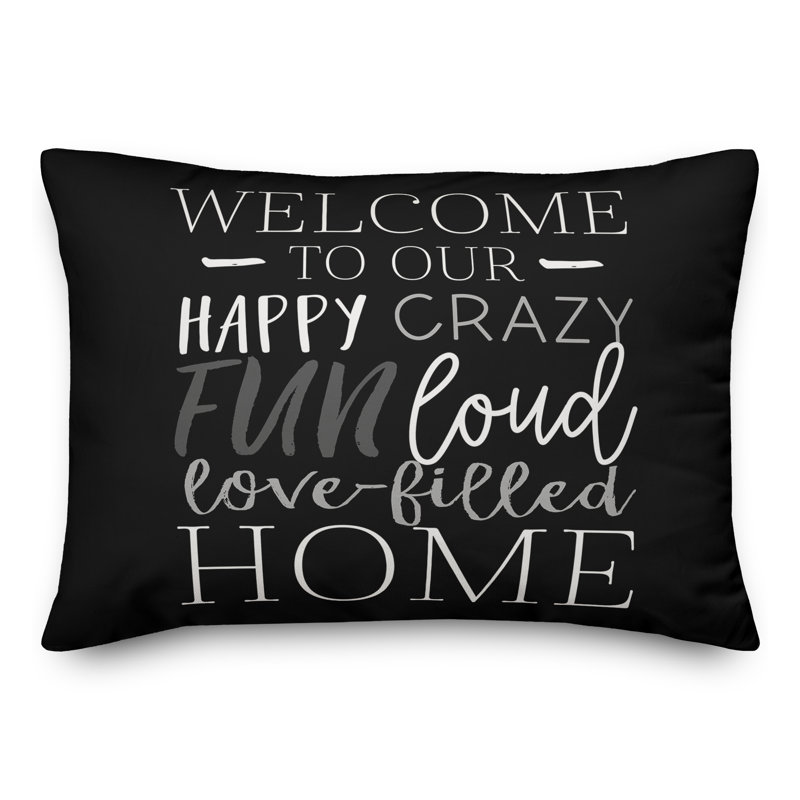 Coussin décoratif intérieur / extérieur en polyester , H 18 po x l 25 po, Noir