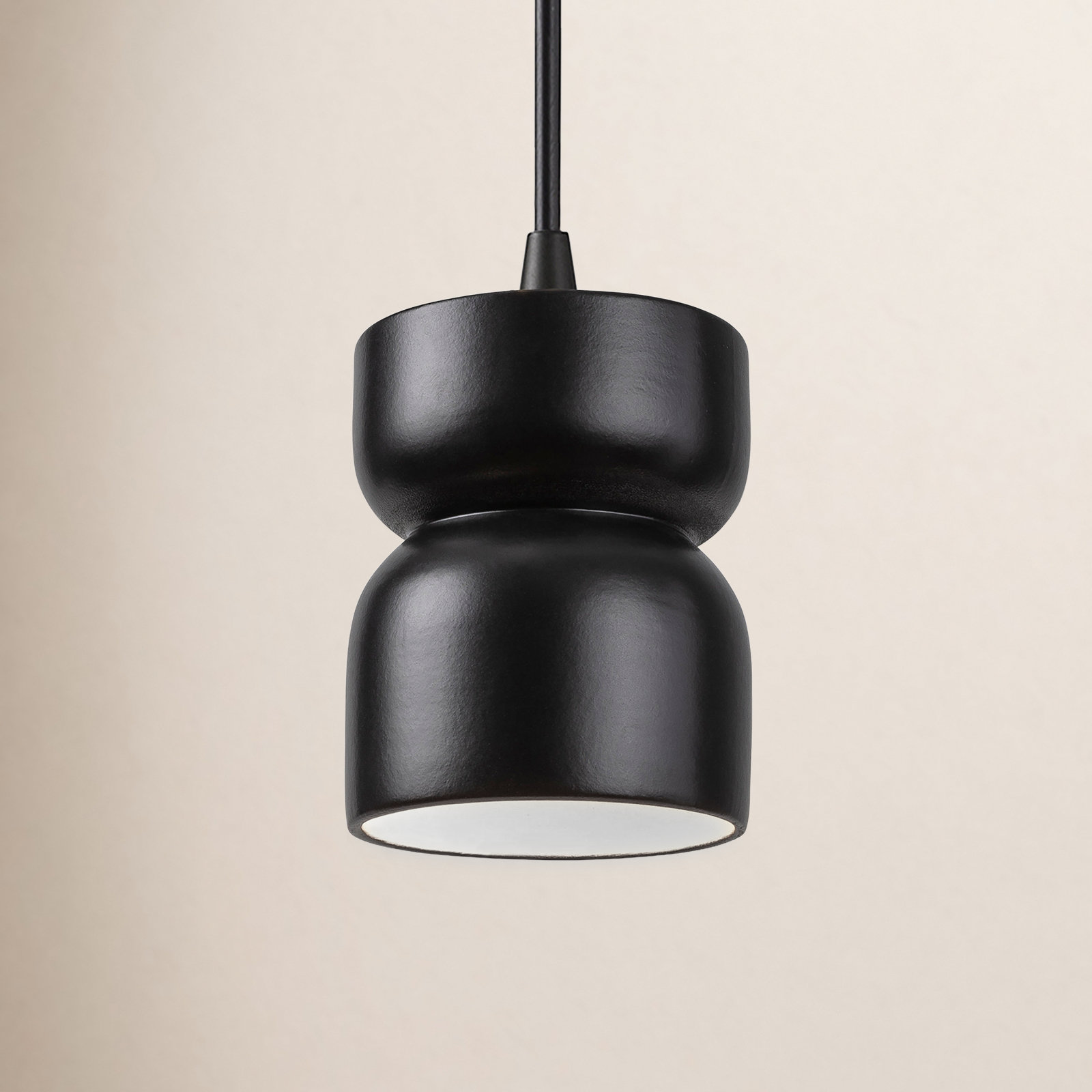 Leni Dimmable Ceramic Single Light Pendant, Carbon Matte Black, Matte Black