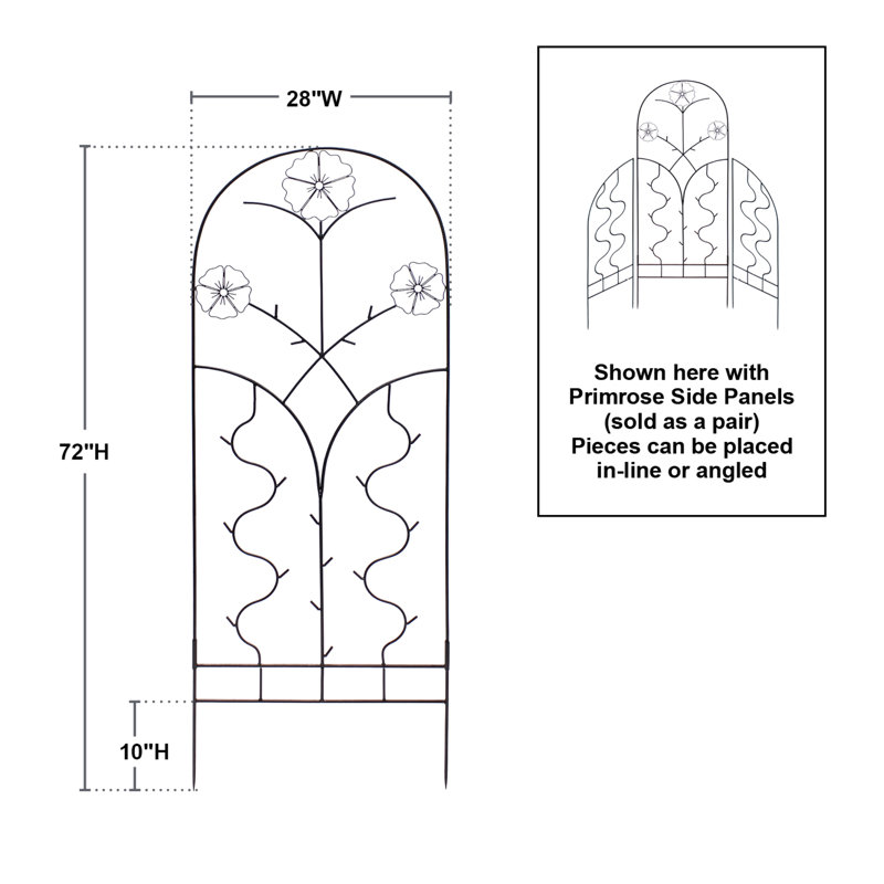 Primrose Black Wrought Iron Garden Trellis