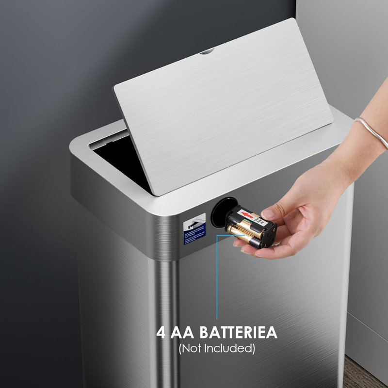 Poubelle en acier inoxydable 18,5 gallons avec capteur de mouvement, poubelle automatique, couvercle à fermeture en douceur, pour la cuisine, le bureau, le véhicule récréatif, la chambre à coucher et le salon (argent)
