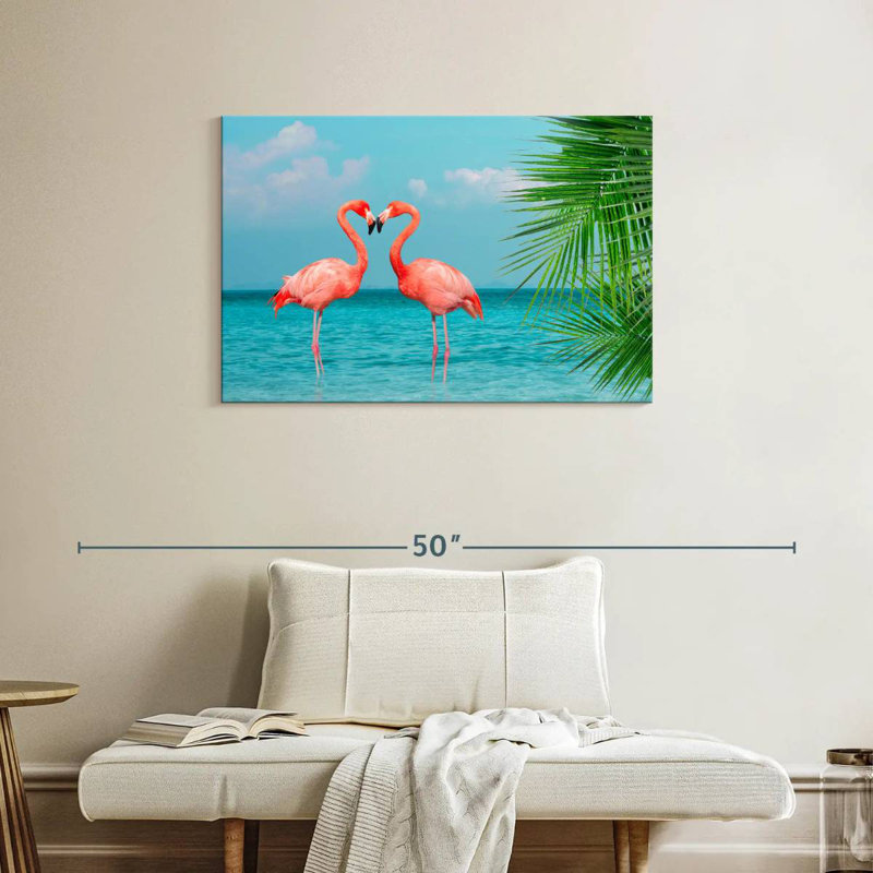 Brampt Blue Sea Flamingos, 24" H x 36" W