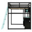 Cadre de lit de style moderne, lit mezzanine en bois avec bureau, tablettes, lumières DEL, ports USB et panneau perforé-399047715