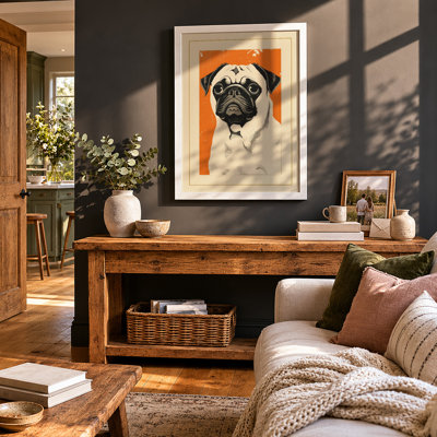 Dignified Pug Minimalist - Framed Print