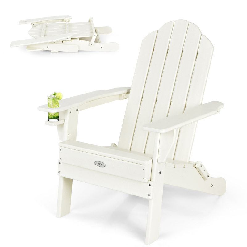 Foldable Outdoor Adirondack Chair, White