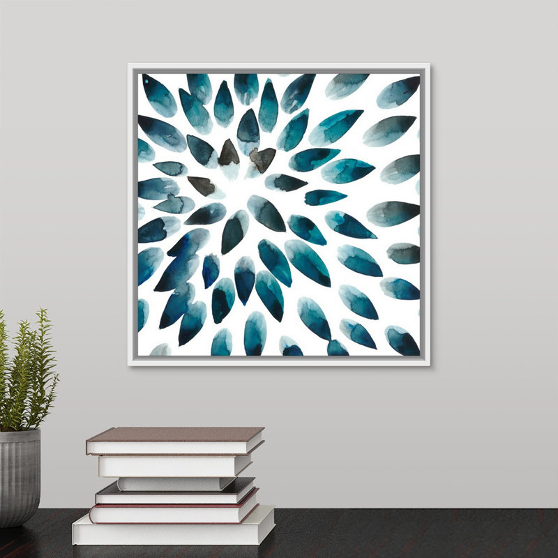 « eaux douces » par the novogratz-painting on toile, Cadre flottant blanc, H 12 po x l 12 po x P 1,25 po