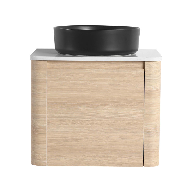 Meuble-lavabo mural de 24 po avec lavabo d'art en céramique, porte à fermeture en douceur et contreplaqué durable pour les salles de bain modernes