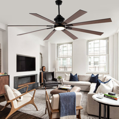 72" Farmhouse Ceiling Fan with Light, 8 Blades Large Wood Ceiling Fan with 3 Downrods, DC Motor Reversible Ceiling Fan for Living Room