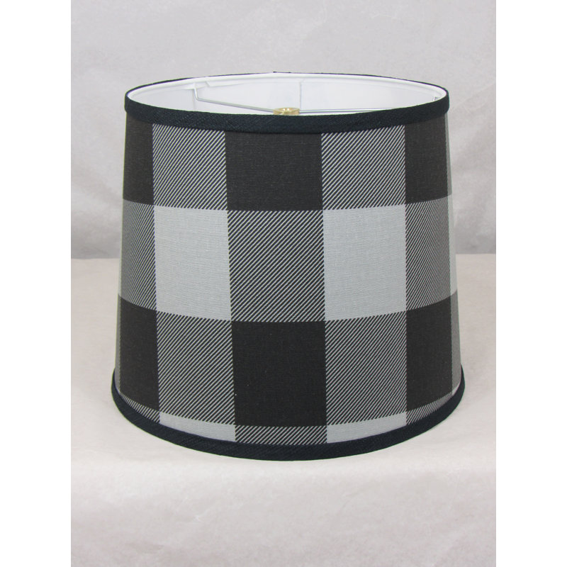 Abat-jour tambour en coton (araignée), H 12 po x l 16 po x P 16 po, Noir / gris