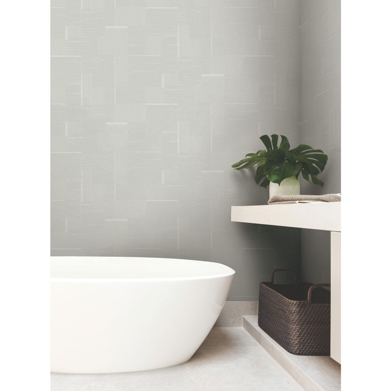 Geometric Metallic Wallpaper Roll, Gray