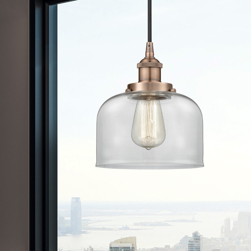 Bostonia 1 - Light Single Drop Pendant Pendant, Clear, 9.5" H x 8" W x 8" D, Copper