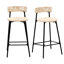 Ensemble de 2 tabourets de bar en corde de papier tressée à la main. Chaises de bar décoratives pour la maison. Structure en métal noir, siège blanc crème. Polyvalents et faciles à installer, surtout dans un restaurant.