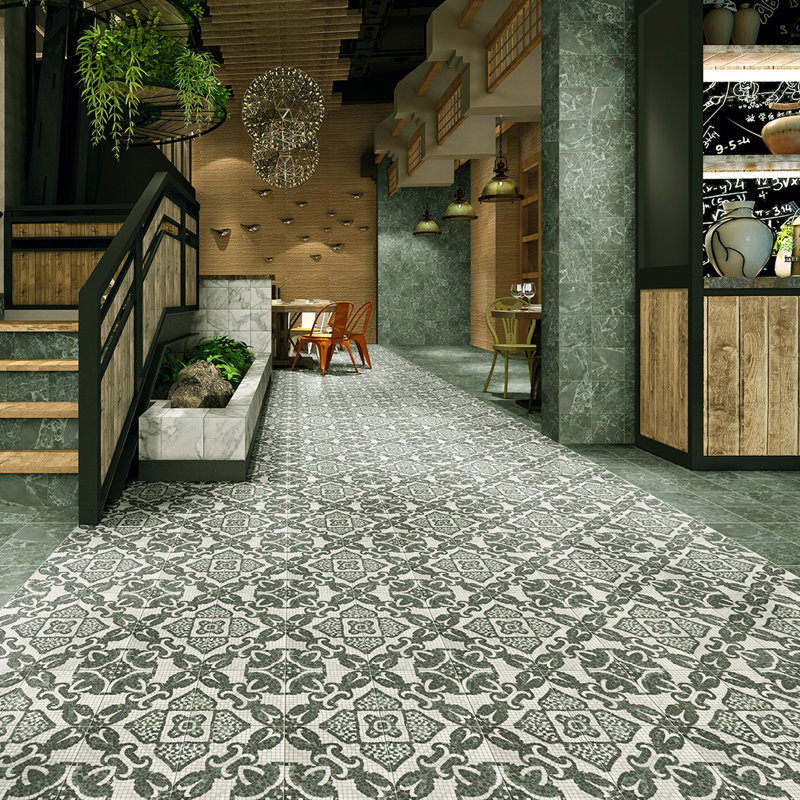 Versailles Mosaico 7-7/8 In. X 7-7/8 In. Porcelain Floor And Wall Tile, Gray/Green
