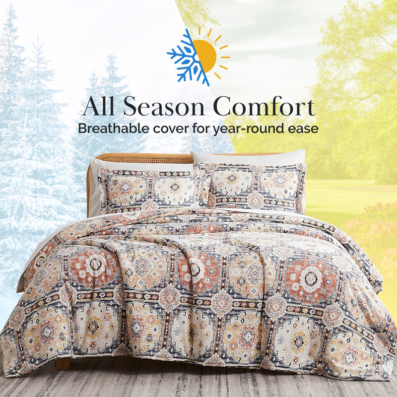 Ensemble de housse de couette surdimensionné Kilim, Housse de couette très grand et 2 très grandes t, Bleu marine / Ivoire