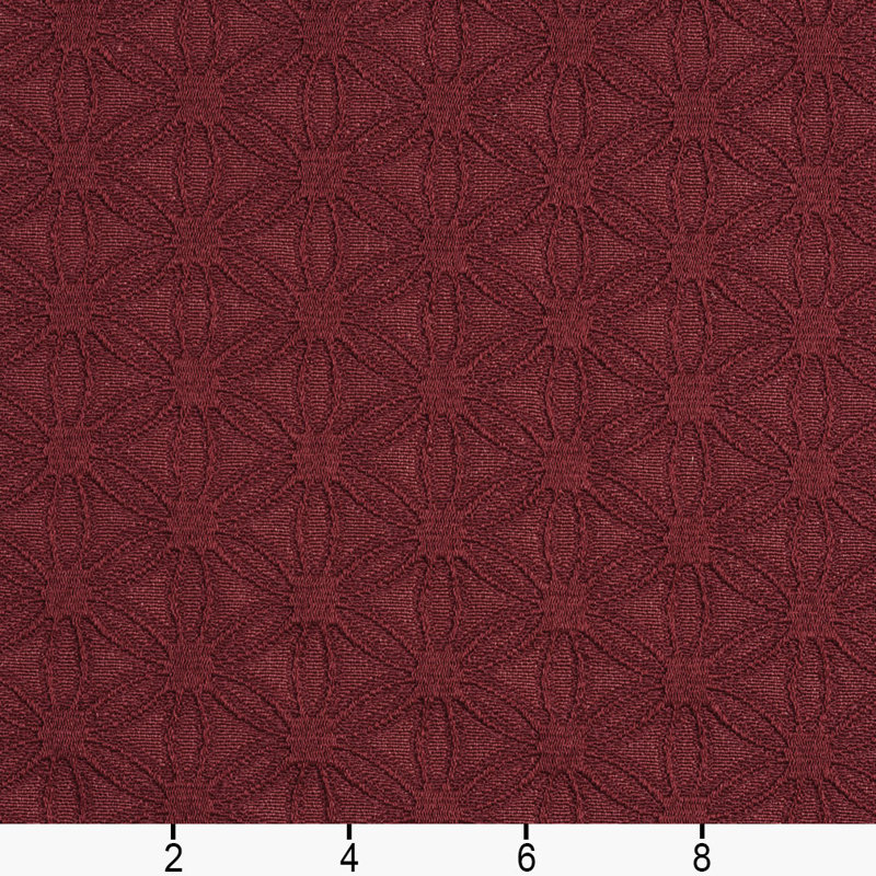 Tissu floral matelassé, Rouge