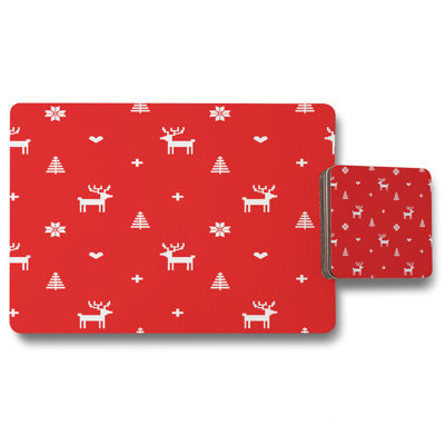 Fair Polyester, Polyester Coated Hardwood, Wood Abstract Rectangle Placemat, Coaster