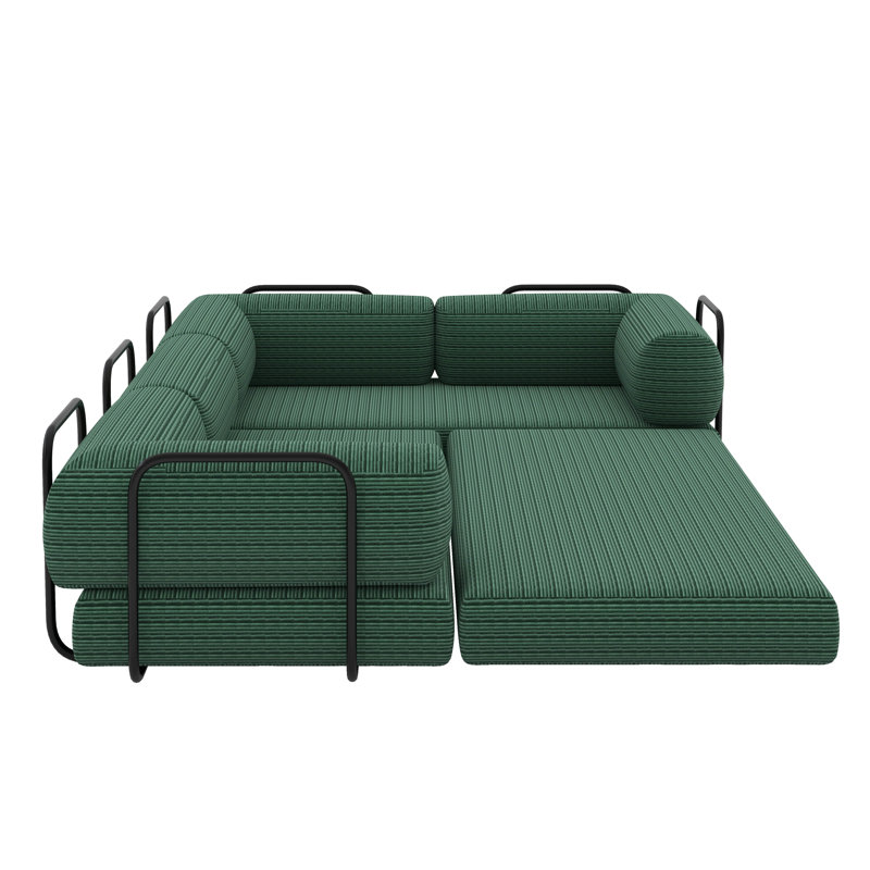 Canapé-lit modulaire, tissu velours côtelé, Vert