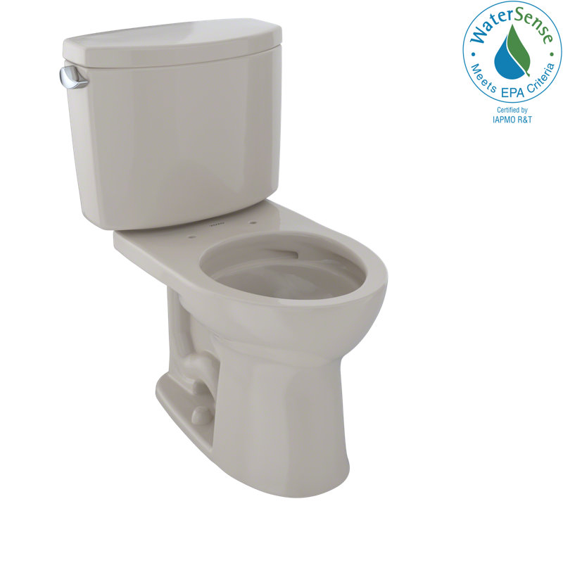 TOTO® Drake® II Two-Piece Round 1.28 GPF Universal Height Toilet with CEFIONTECT, Bone, Bone, Left Hand Lever