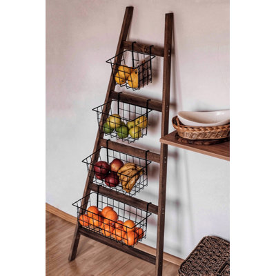 Étagère de rangement à 4 niveaux en bois rustique Farmhouse