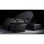 Causeuse modulaire en cuir Valencia Pisa Ultimate 79 po | 100% drapé de cuir semi-aniline italien Nappa 20000 | Conception à point de losange large | Coussins de dossier amovibles, noir