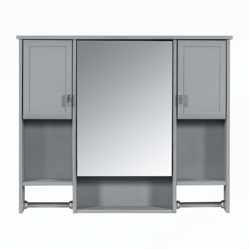 Armoire de salle de bain murale moderne avec plusieurs options de rangement et un design élégant, Gris