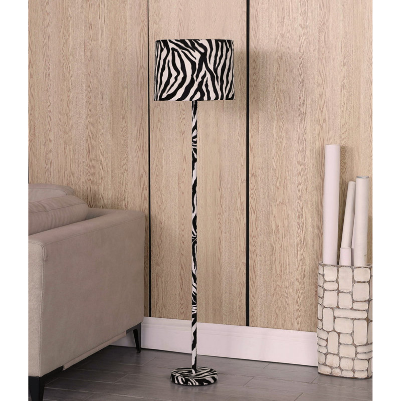 Lampe sur pied en faux suède 59 "à imprimé zébré Cely
