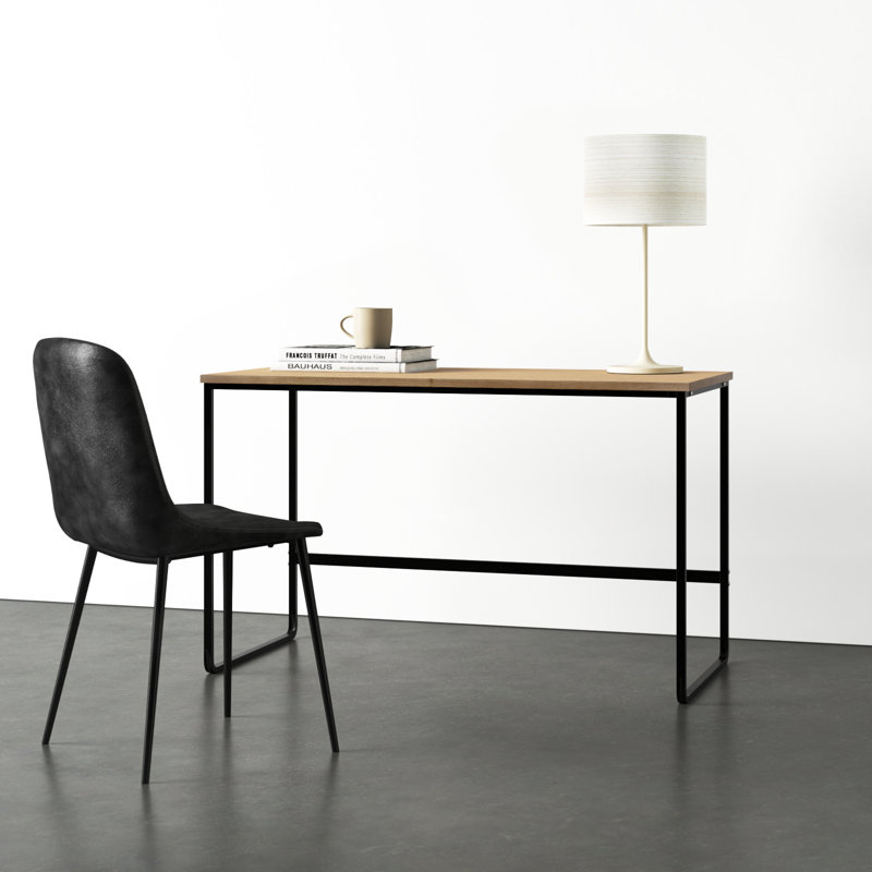 Pangea Home Villa Desk - 47" Modern Wood Desk – White Oak Desk with Black Metal Frame for Office, Kitchen, Home Office - White Oak Desk 