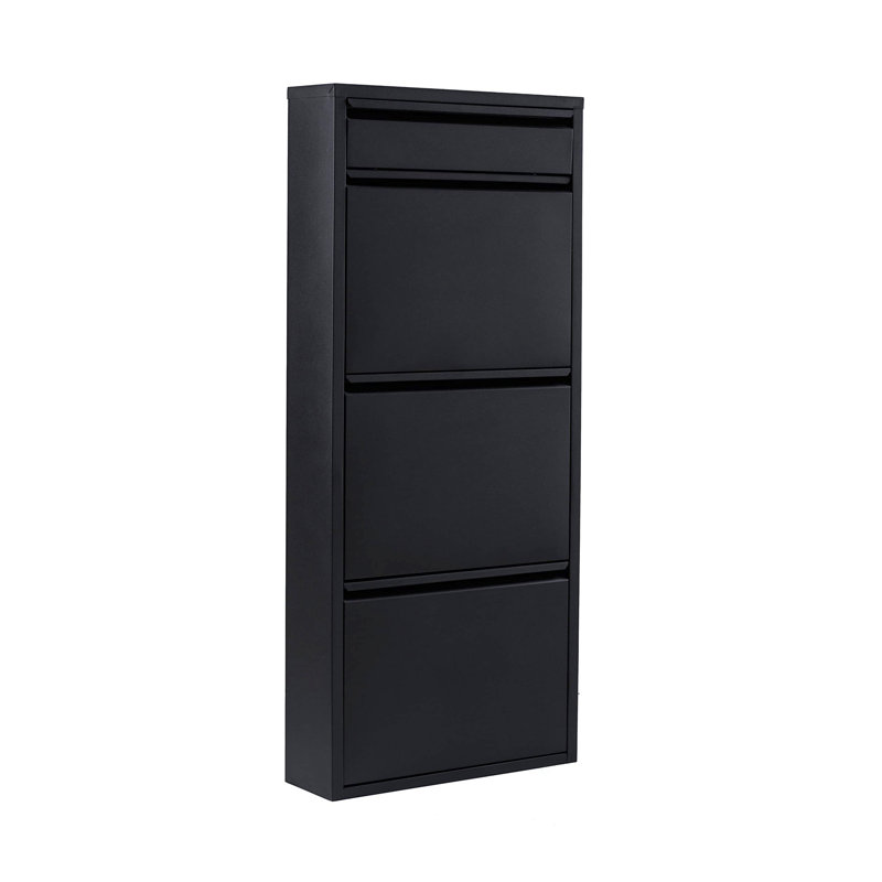 6 Pair Shoe Storage Cabinet, Black