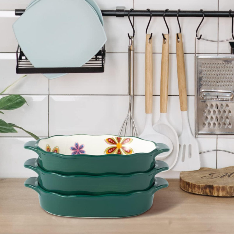 GREEN CERAMIC TABLE SERVING DISHES