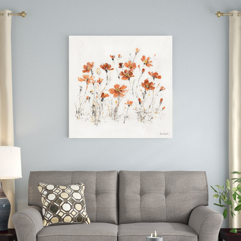«Wildflowers III Orange» par Lisa Audit - impression sur toile tendue, H 36 po x l 36 po