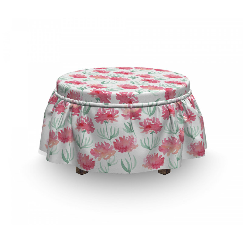 Housse pour repose-pieds pastel à fleurs fraîches, Pastel rose fleurs fraîches/vert menthe