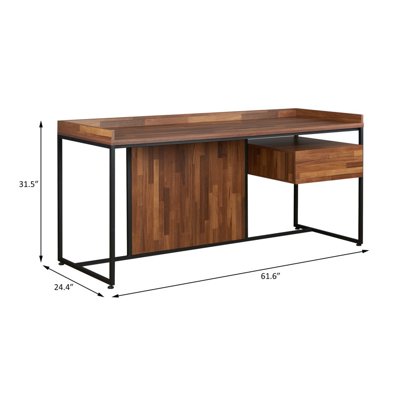 Sanor Rectangular Writing Desk in Walnut and Sandy Black