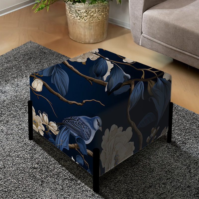 Motif victorien Cobalt Chinoiserie Garden - repose-pieds carré floral