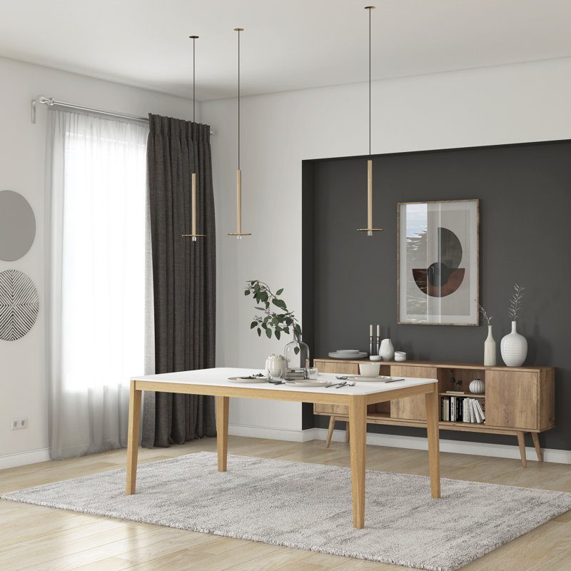 Table de salle à manger Alvine Select 170, H 30 po x L 67 po x l 40 po, Blanc