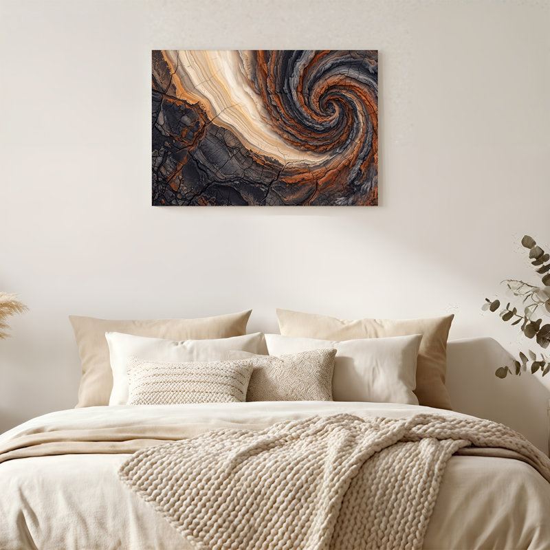 Art mural sur toile tourbillonnant de pierres rouillées et grises, 12"H x 18"W