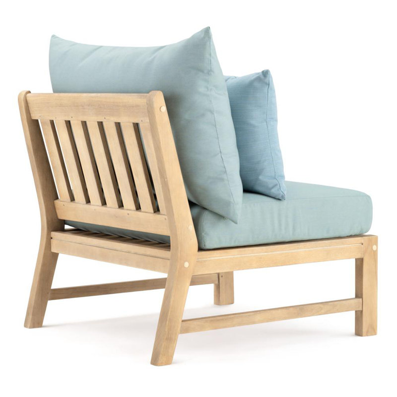 Paulet Acacia Outdoor Armless Lounge Chair , Sunbrella® Cushions Included, Canvas Spa Sunbrella® Canvas