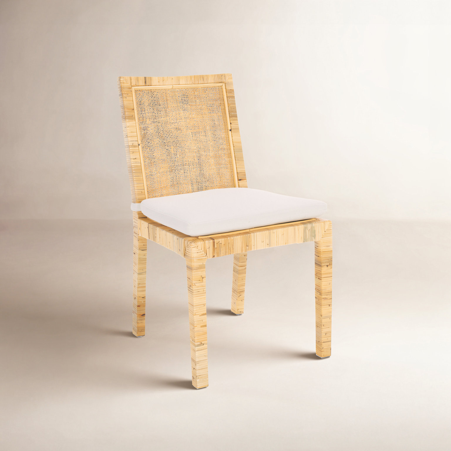 Elaina Linen Mango Side Chair, White, Natural