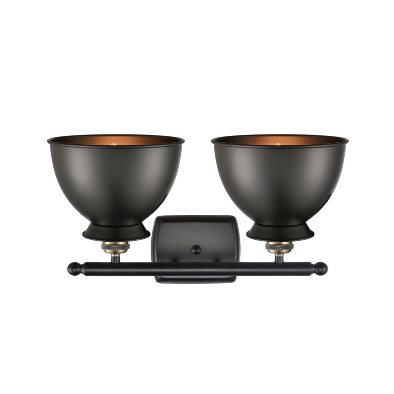 Éclairage pour meuble-lavabo à 2 lumières à intensité variable Arev, Laiton antique noir, Ampoule DEL 6 watts Vinage