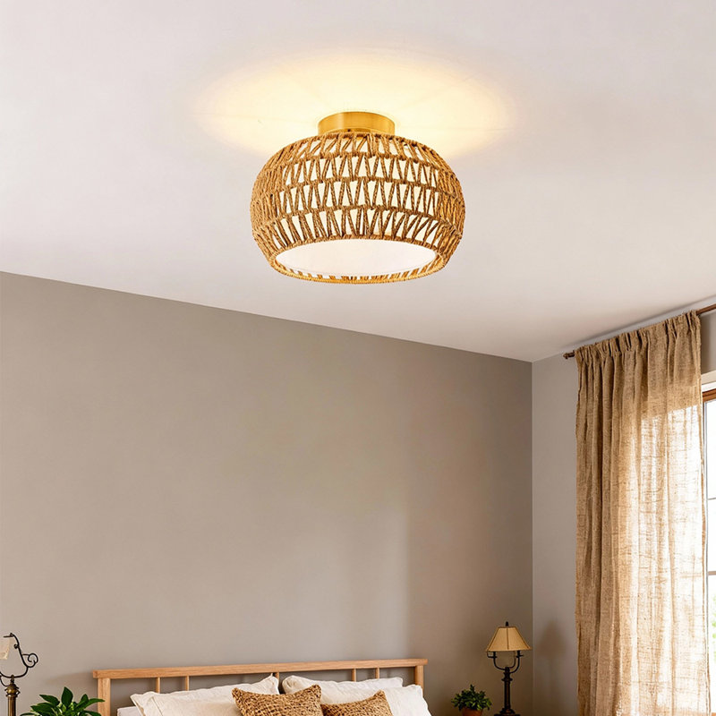 Rattan Semi Flush Mount