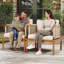 Fauteuil club d'extérieur en bois d'acacia avec coussins (ensemble de 2