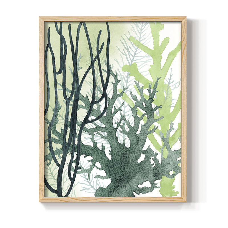 Reproduction encadrée texturée corail II - bois massif, H 15 po x l 12 po