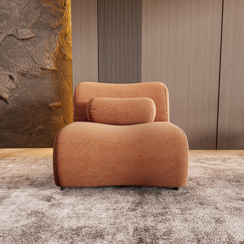 36.02" Modular Large Armless Single Sofa, Orange Chenille