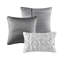 10 pièces d'édredon de luxe pour grand lit gris - toutes saisons avec motif, motif de fil métallique, jupe de lit et coussins décoratifs géométriques, utilisation, courtepointe-118920110