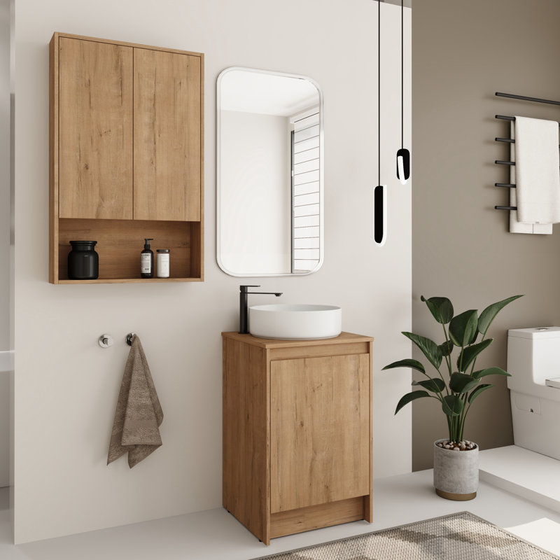 Ensemble de meuble-lavabo simple 20 po avec comptoir en céramique et armoire murale 24 po Bellmead, Blanc